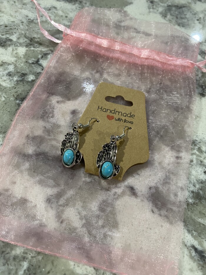 Turquoise Cactus Dangles