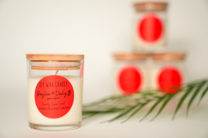 Candy Cane Forest Candle