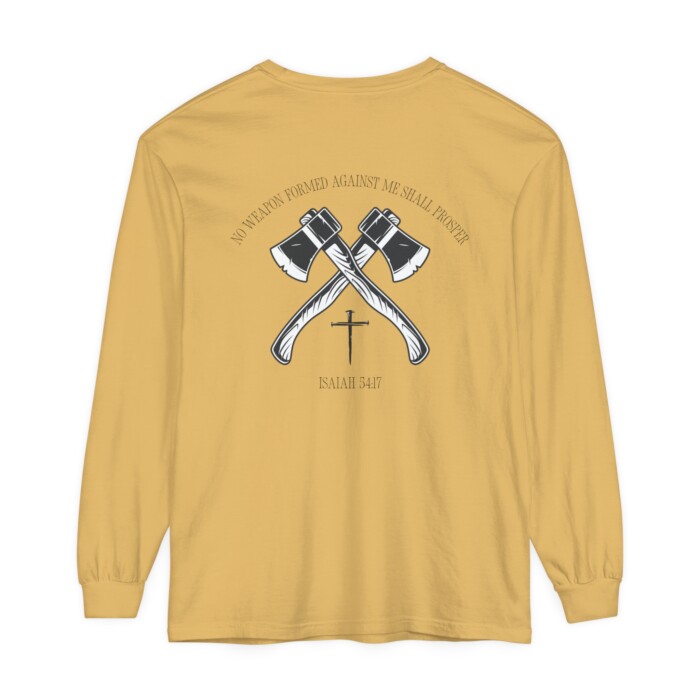 No Weapon Formed Shall Prosper Men's Long Sleeve | Jesus Apparel - Image 5