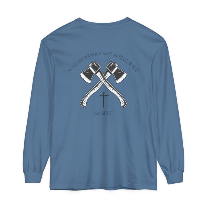 No Weapon Formed Shall Prosper Men's Long Sleeve | Jesus Apparel - Image 9