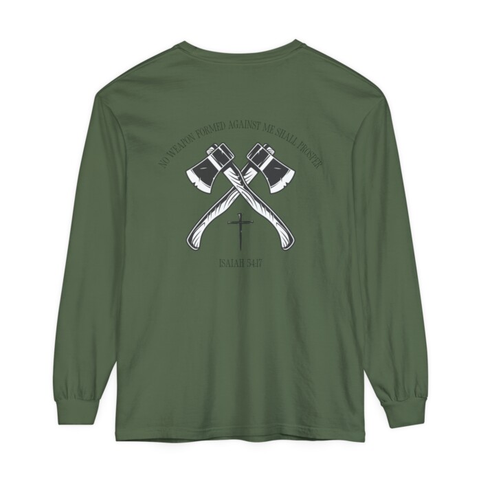 No Weapon Formed Shall Prosper Men's Long Sleeve | Jesus Apparel - Image 7